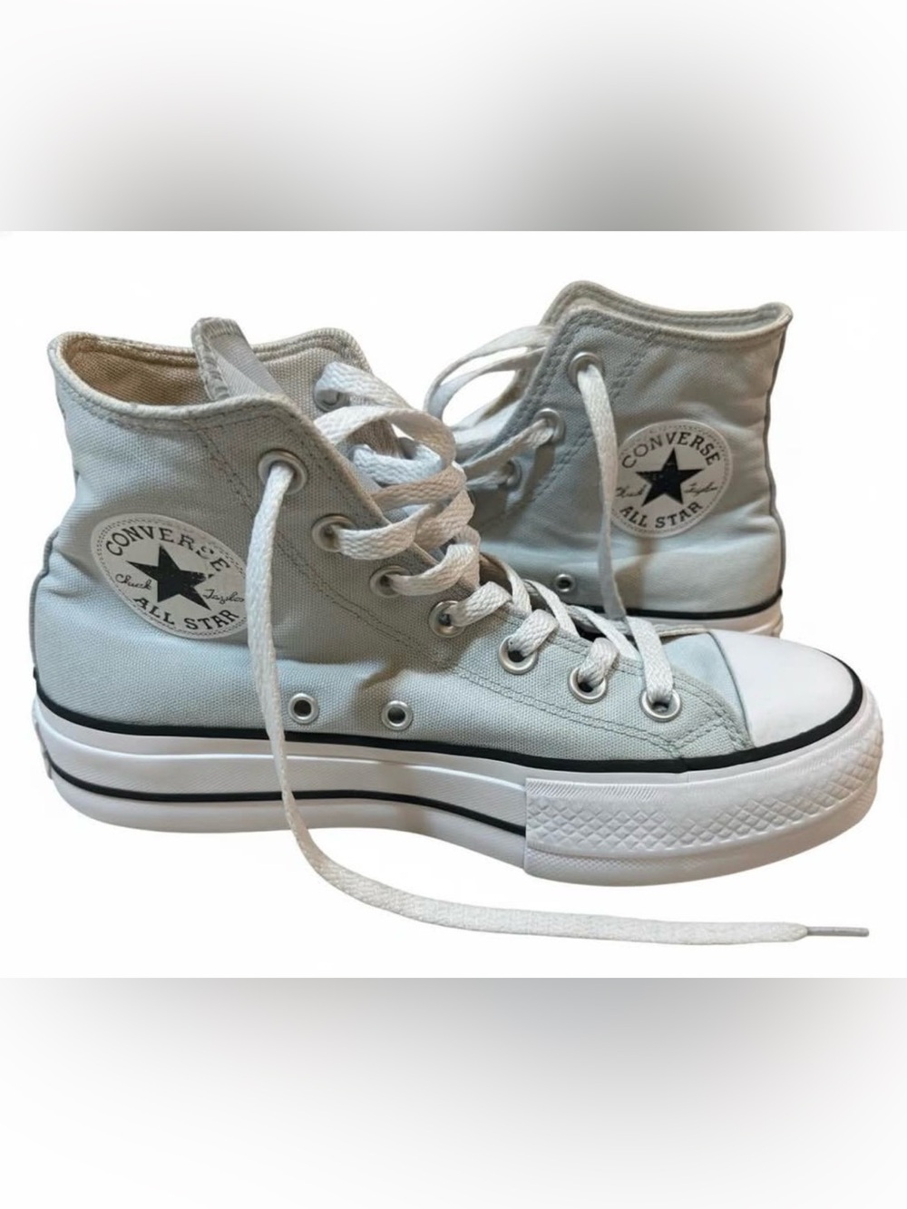 Converse Women’s High Top Platform Sneakers in Light Blue, Size 6.5